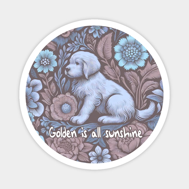 Golden Retriever floral Magnet by Ken Savana